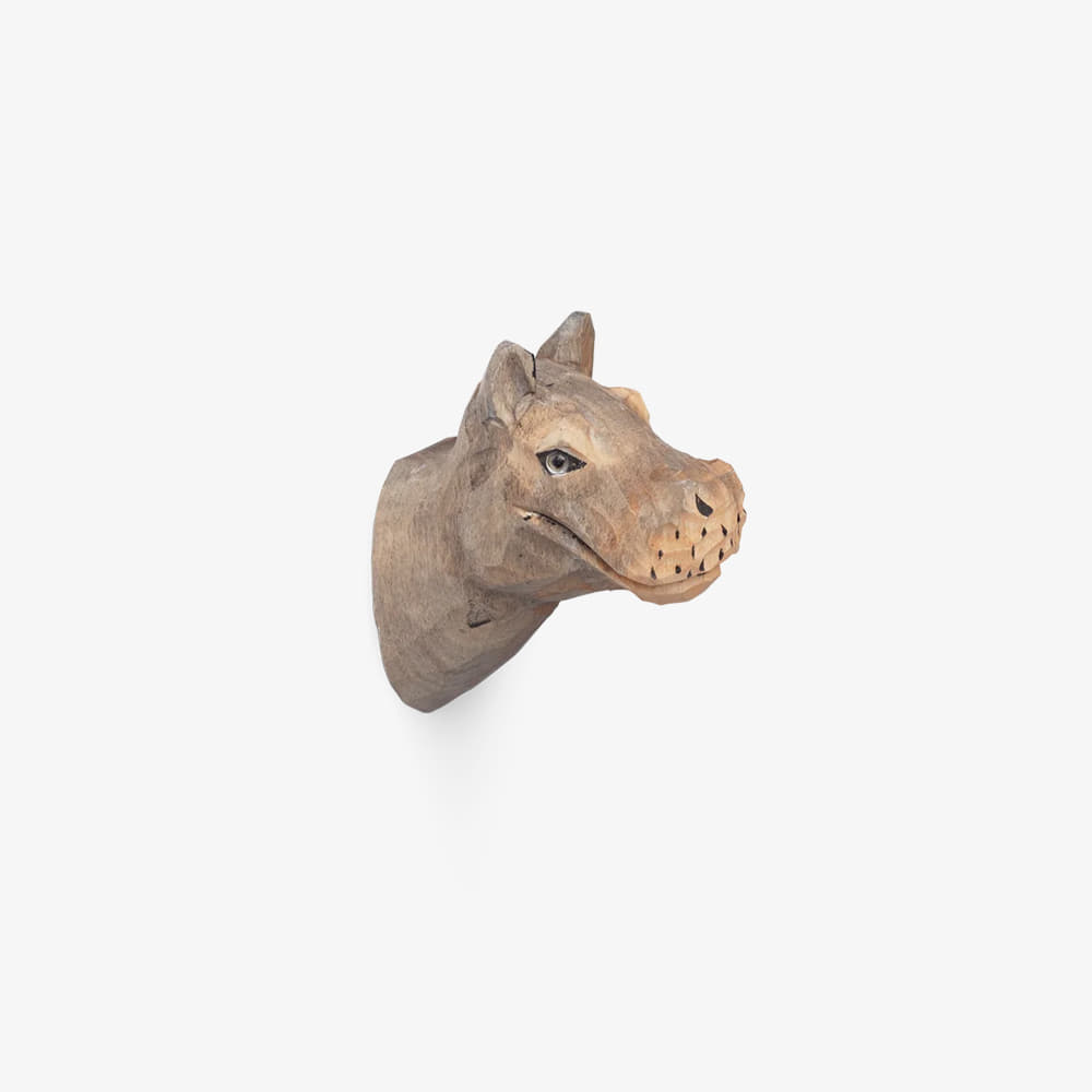 ANIMAL HAND CARVED HOOK HIPPO