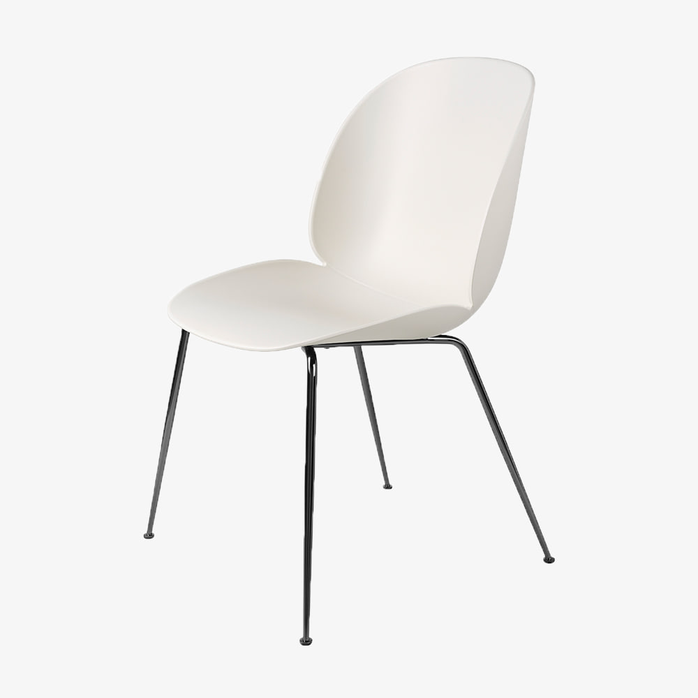 BEETLE DINING CHAIR ALABASTER WHITE/BLACK CHROME
