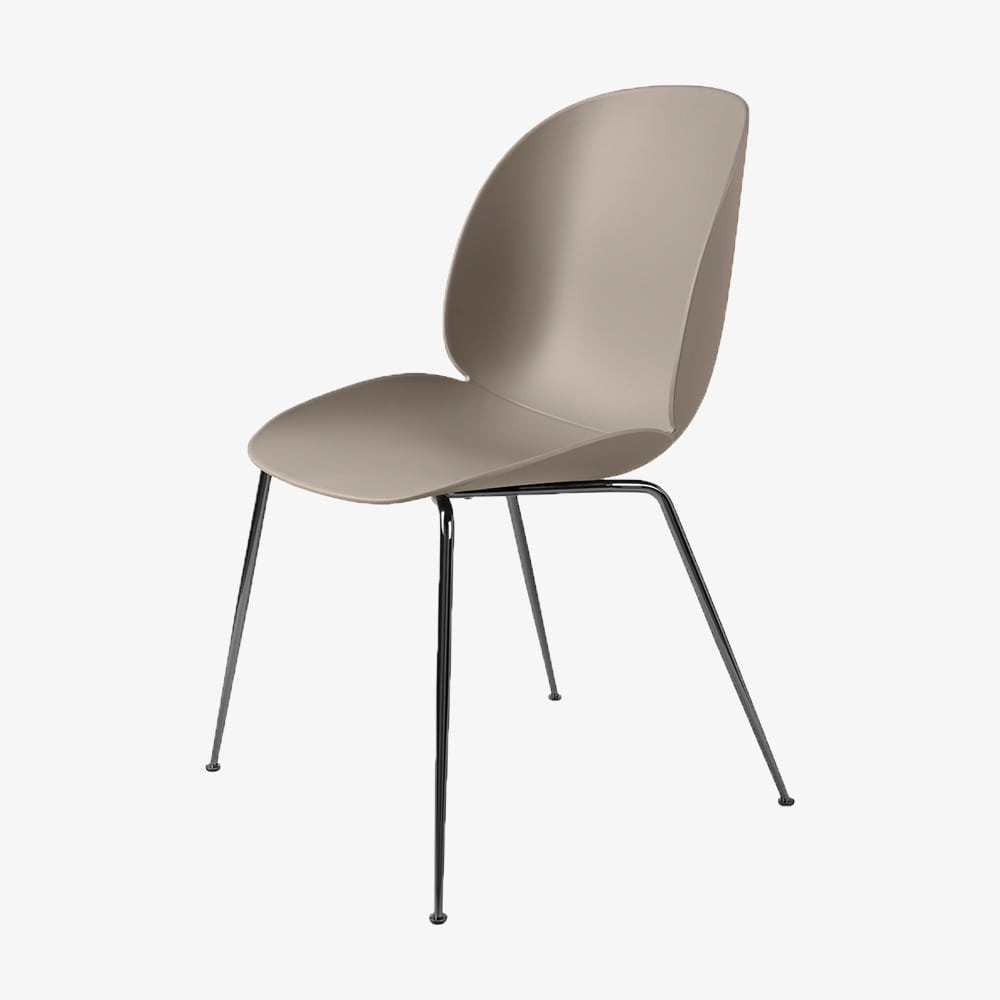 BEETLE DINING CHAIR NEW BEIGE/BLACK CHROME