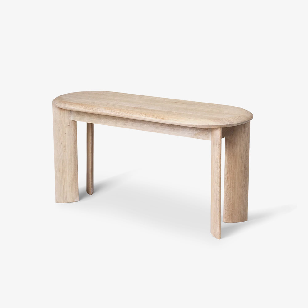 BEVEL BENCH WHITE STAINED OAK