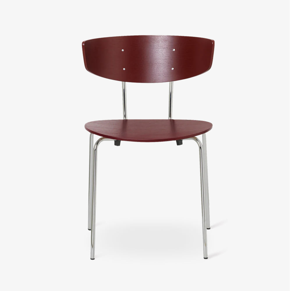 HERMAN DINING CHAIR RED BROWN/CHROME