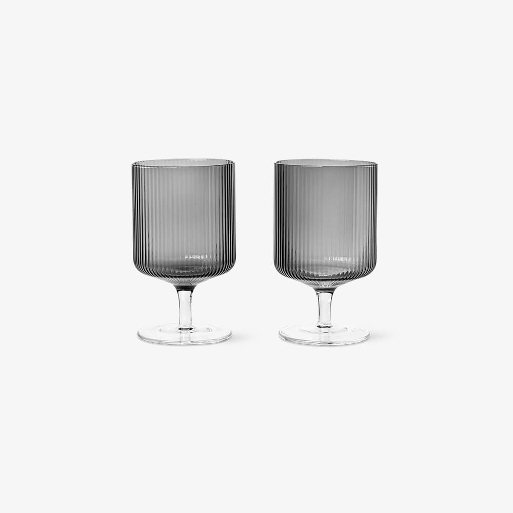 RIPPLE WINE GLASSES (SET OF 2) SMOKED GREY